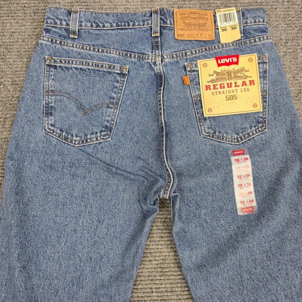 Vintage 90s Levi's 505 Jeans USA Orange Tab NWT Deadstock 36x36 Regular Straight
